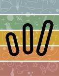 Three stylized paperclips in black against a colorful background with subtle icons and patterns in green, orange, and brown.