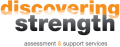 Logo for "Discovering Strength," featuring bold text in orange and black, promoting assessment and support services.