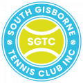 A logo featuring a tennis ball in the middle with a light blue ring around the outside