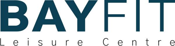 Logo of BAYFIT Leisure Centre, featuring the name "BAYFIT" prominently above "Leisure Centre" in a modern font.