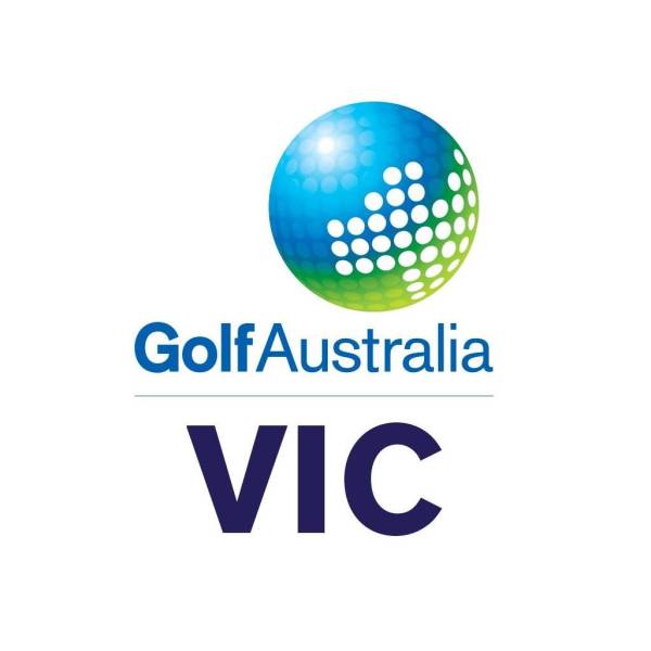 Logo of Golf Australia, featuring a blue and green globe with dots, and the text "Golf Australia VIC" beneath it.