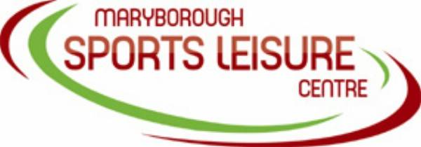 Logo of Maryborough Sports Leisure Centre featuring the name in bold red and green swirls, symbolizing energy and activity.