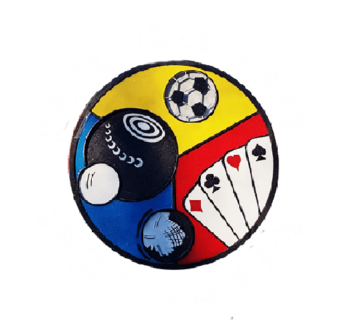 Logo with bowls, soccer and card icons